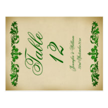 Postal del número de la tabla del boda de la volut