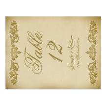 Postal del número de la tabla del boda de la volut