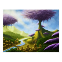 postal del paisaje de la fantasía del paraíso