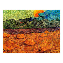 Postal del paisaje de la tarde de Van Gogh
