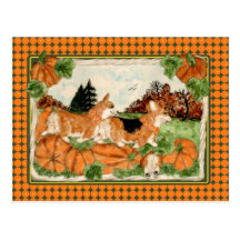 Postal del remiendo de la calabaza del Corgi