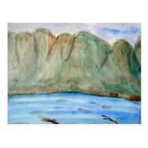 postal del río y de las montañas