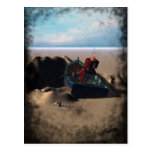 Postal del robot del barco de fila