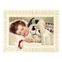 Postal del sueño del navidad del vintage