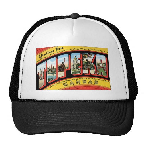 Postal del Topeka del vintage, Kansas Gorro De Camionero