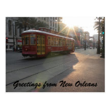 Postal del tranvía de New Orleans