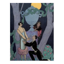 Postal del triángulo de amor del claro de luna del