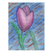 Postal del tulipán de la acuarela
