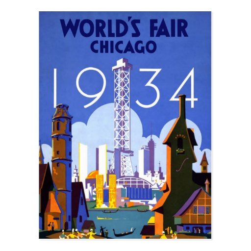 Postal del vintage de la feria de mundo de Chicago