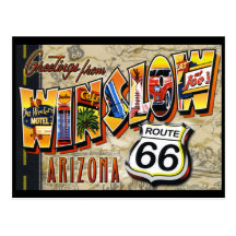 Postal del vintage de Winslow Arizona