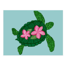 Postal detallada de Honu w Plumaria