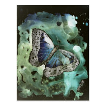 postal digital de la pintura de la mariposa de mon