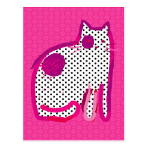 postal digital de la pintura del "gato rosado"