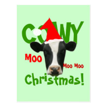 Postal divertida de la vaca de Santa del navidad d