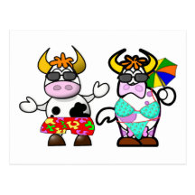 Postal divertida de los pares de la vaca de la pla