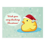 Postal ducky de goma amarilla de las Felices Navid