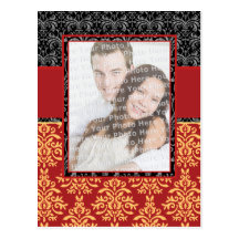 Postal elegante del personalizable del damasco del