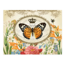 Postal elegante lamentable francesa de Buttefly de