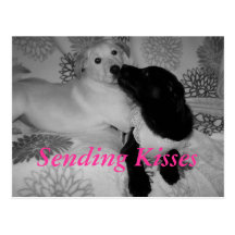 Postal, enviando besos
