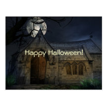 Postal fantasmagórica de las escenas de Halloween