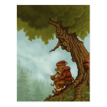 postal feliz de la fantasía del árbol