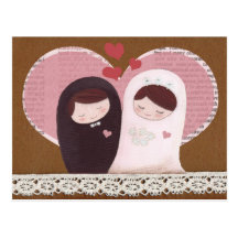 Postal feliz del boda (rosa/Brown)