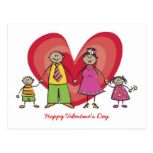 Postal feliz del el día de San Valentín de la fami