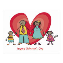 Postal feliz del el día de San Valentín de la fami