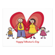 Postal feliz del el día de San Valentín de la fami