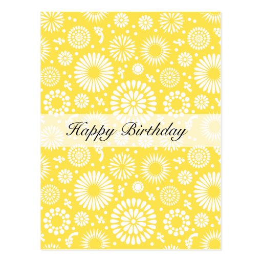 Postal floral amarilla del feliz cumpleaños del vi