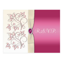 Postal floral de marfil y rosada de R.S.V.P.