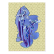 Postal floral del diseño del arte del iris azul