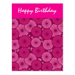 Postal floral retra hermosa, rosada del cumpleaños