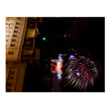 Postal: Fuegos artificiales de Dayton (rojo, blanc