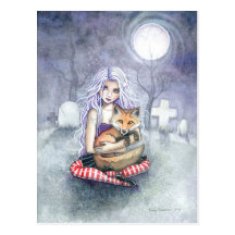 Postal gótica del arte de la fantasía del chica de