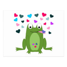 Postal hambrienta de la rana del amor