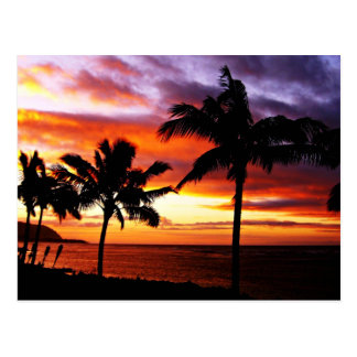 Postal hawaiana de la puesta del sol