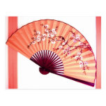 Postal japonesa de la decoración de la fan