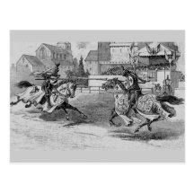Postal Jousting de los caballeros medievales