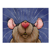 Postal linda de la rata del corazón