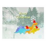 Postal linda de los dinosaurios del navidad