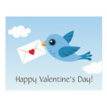 Postal linda del día de San Valentín con el pájaro