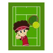 Postal linda del muchacho del tenis