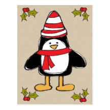 Postal linda del pingüino