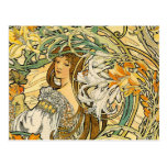 Postal: Mucha - lengua de flores