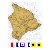 Postal náutica de la carta de la isla de Hawaii
