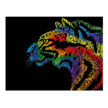 Postal (negra) del leopardo del arco iris (horizon