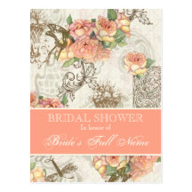 Postal nupcial elegante de la ducha de los rosas d