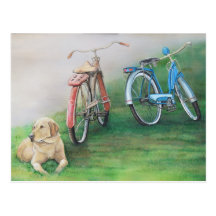 Postal original del arte del perro de las reliquia