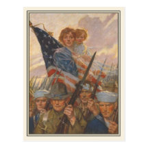 Postal patriótica con el poster de la propaganda d